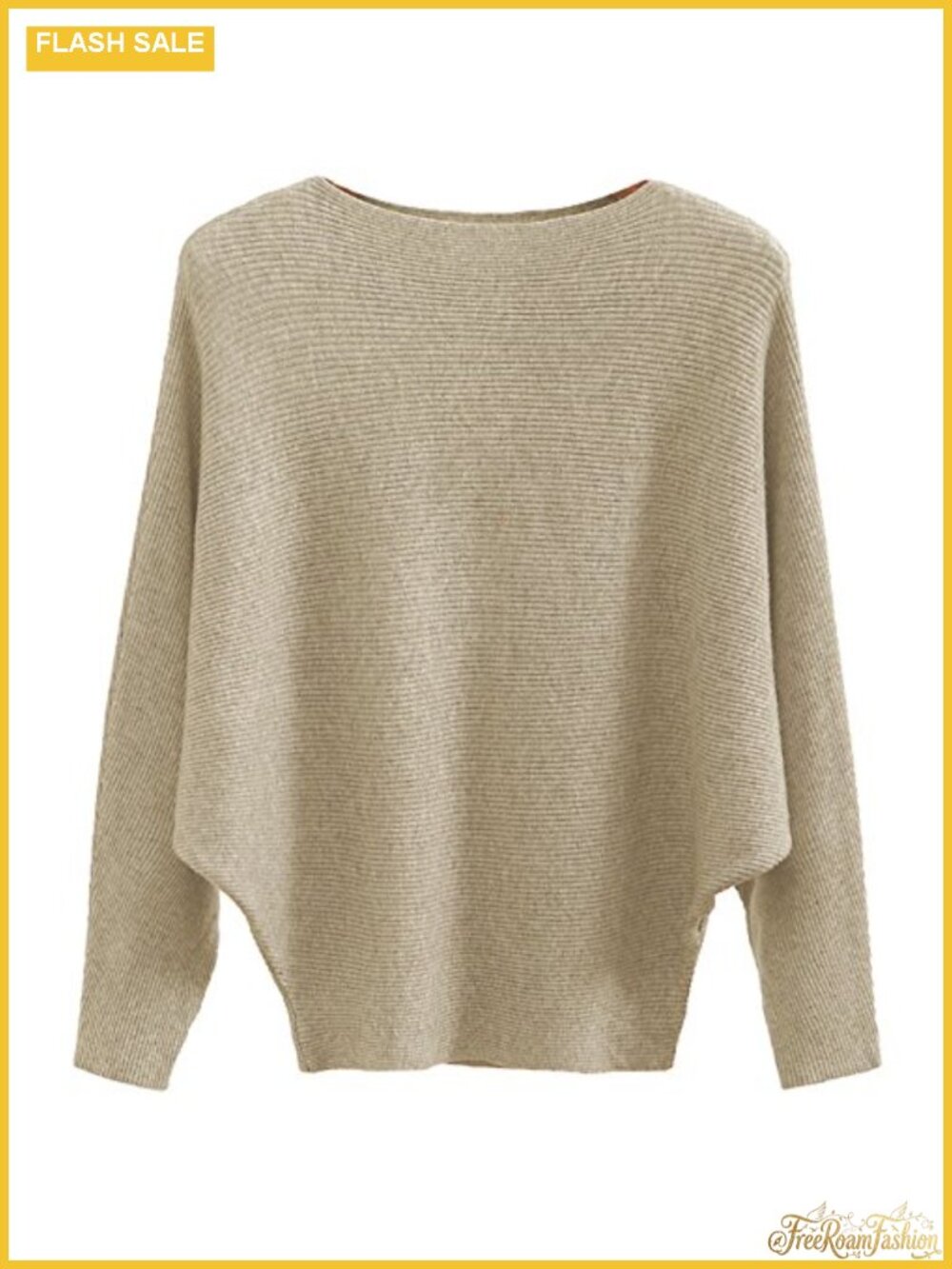 GABERLY Boat Neck Batwing Sleeve Oversized Knit Pullover Sweater Women